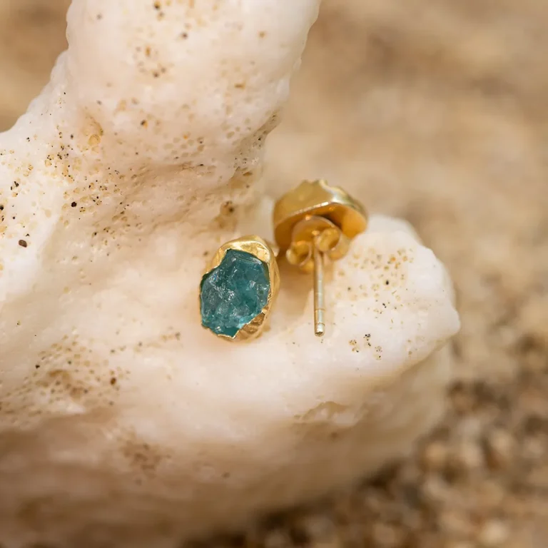 Raw Apatite Stud Earrings