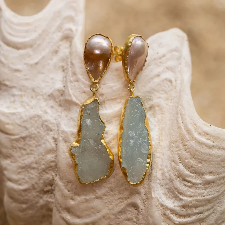 Divine Feminine Pearl and Raw Crystal Earrings