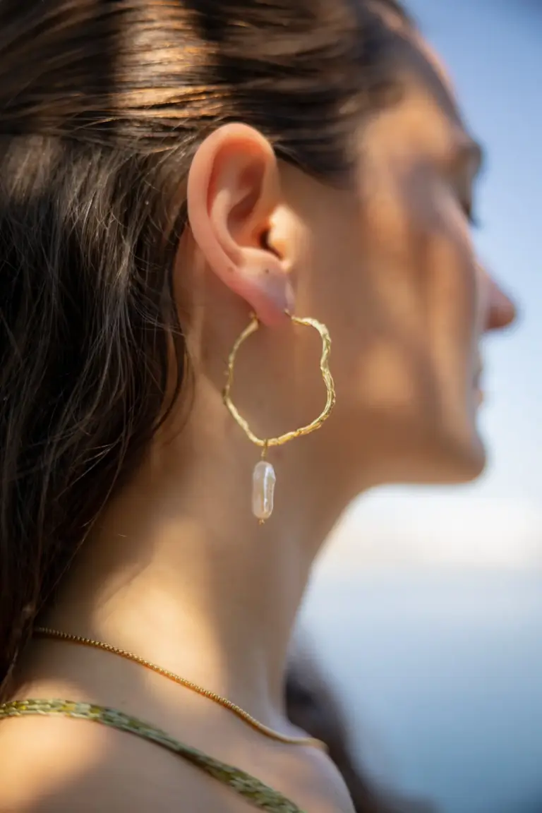 Statement Pearl Hoop Earrings Yemanja