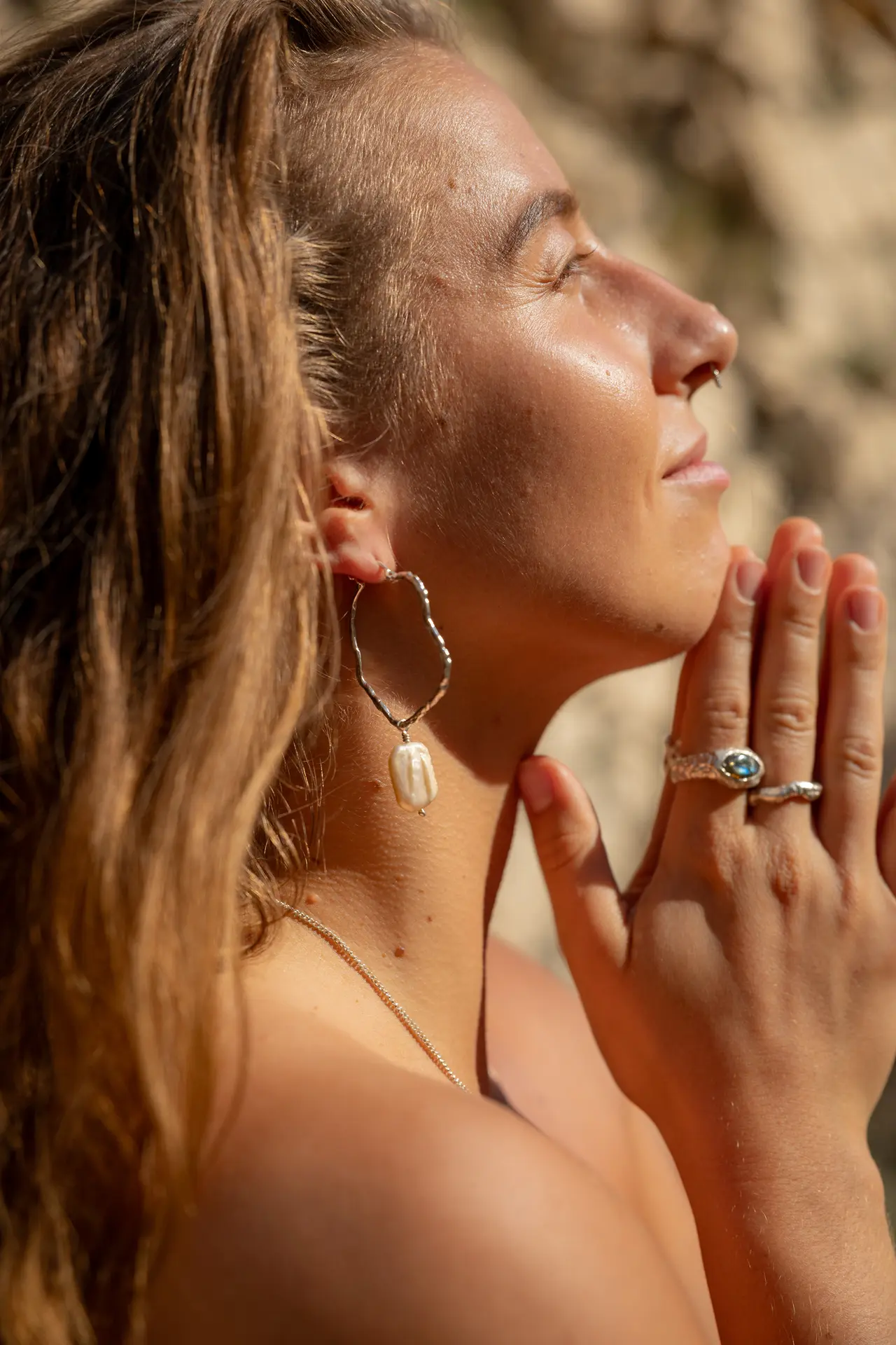 Statement Pearl Hoop Earrings Yemanja