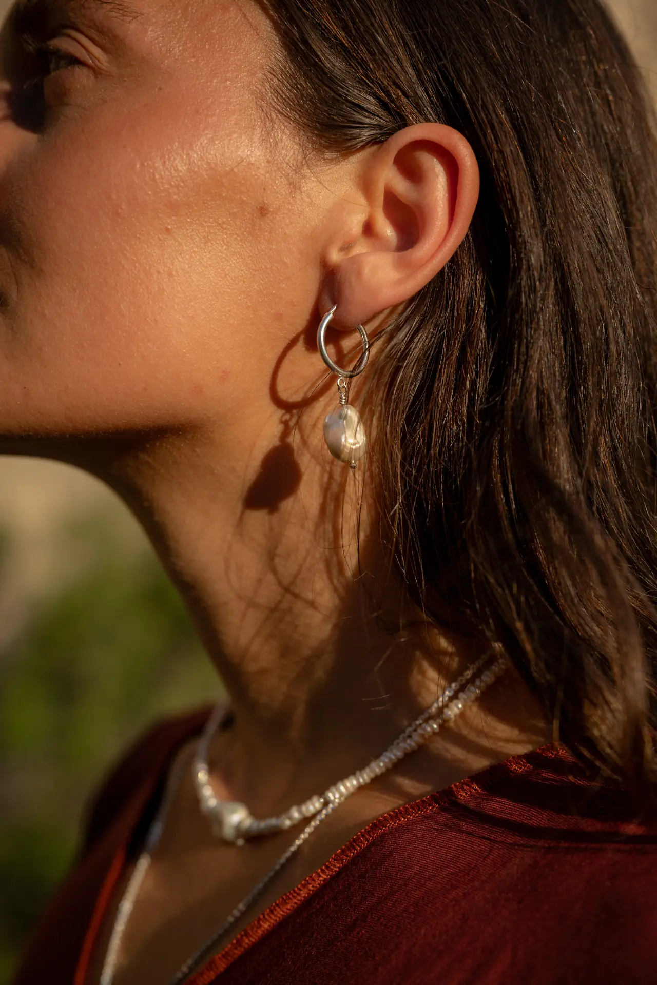 Mini Baroque Pearl Hoops Lumi