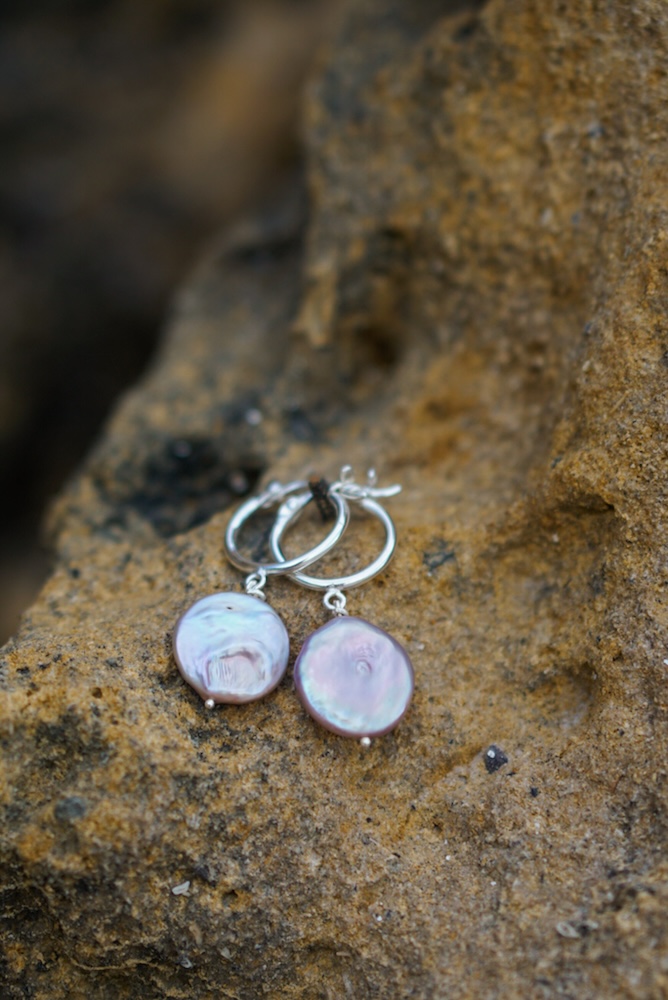 Purple Pearl Hoop Earrings LOLA