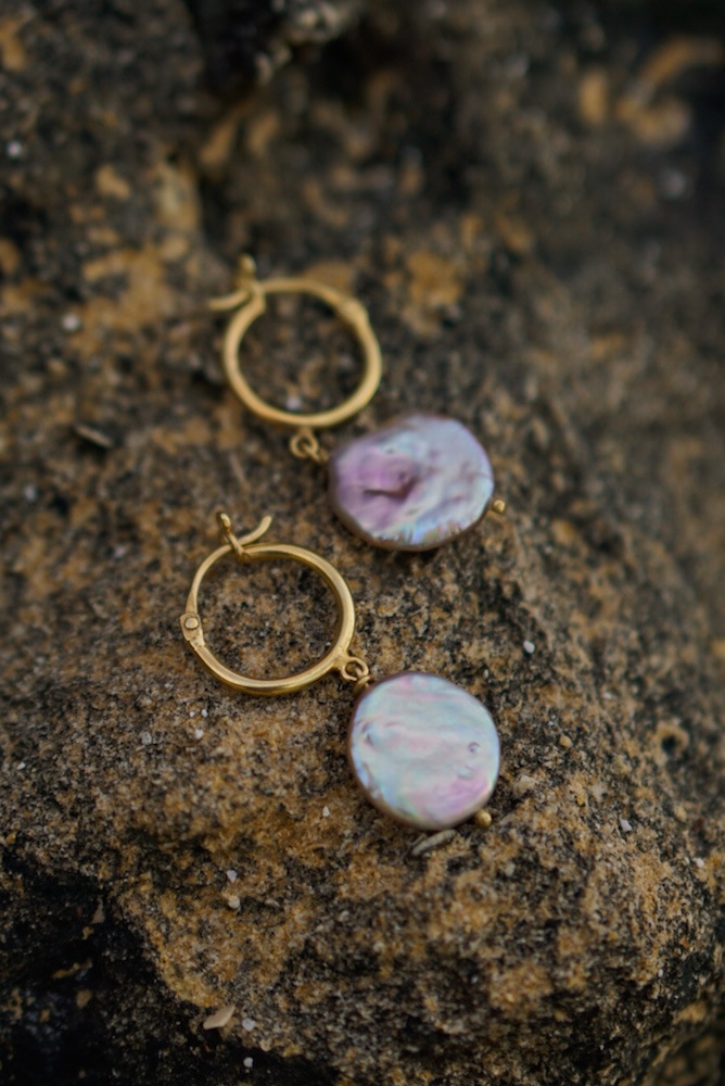 Purple Pearl Hoop Earrings LOLA