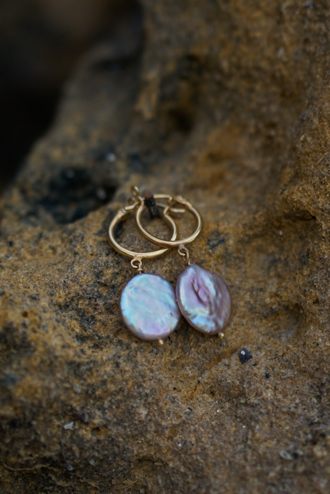 Purple Pearl Hoop Earrings LOLA